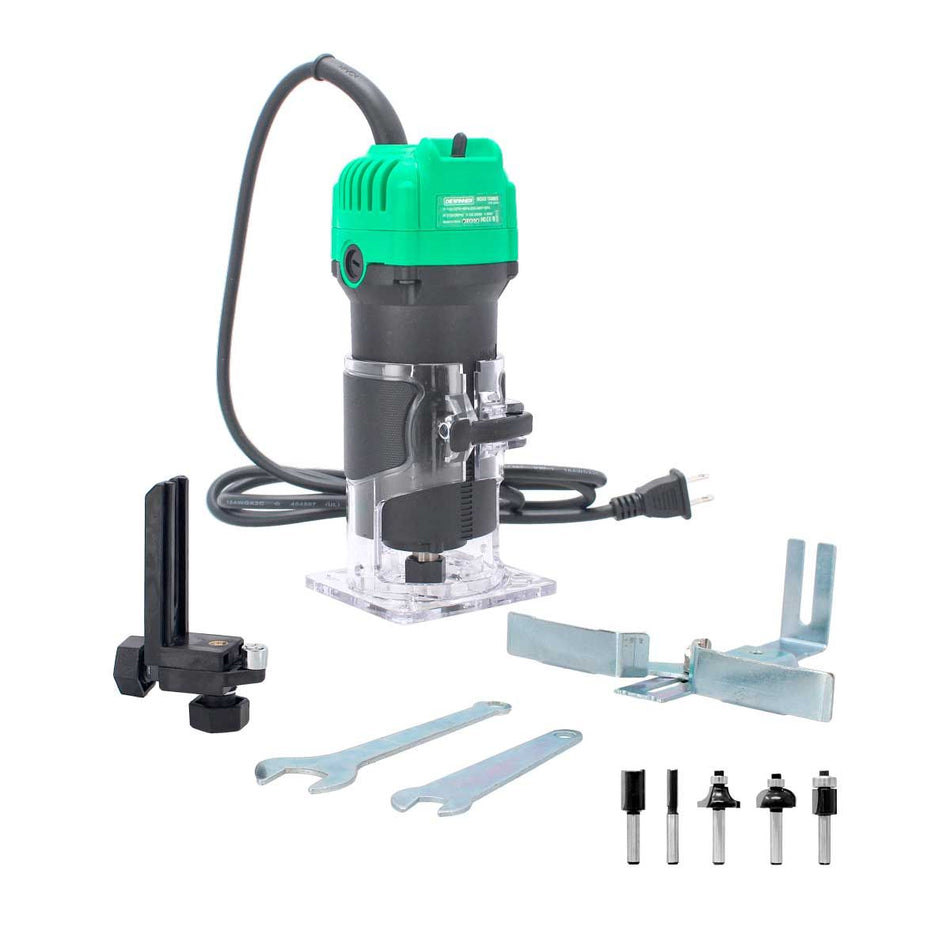 Router Rebajadora Para Madera 1/4" 650w V.v + 5 Brocas Dewinner DW-3709