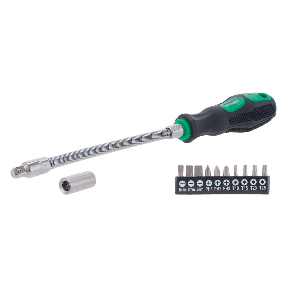 Desarmador con eje flexible + 10 puntas DEWINNER LSD-12